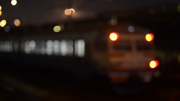 Defocused Night Footage Still Train — Stock Video