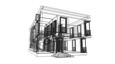 minimal 3d mimari şekillerde hareket etmek