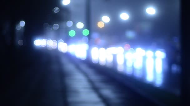 Onscherpe Beelden Van Bewegende Verkeerslichten — Stockvideo