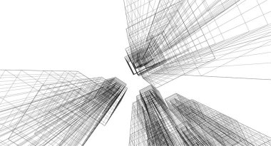 Mimari sanat konseptinde soyut çizgiler, minimum geometrik şekiller. 