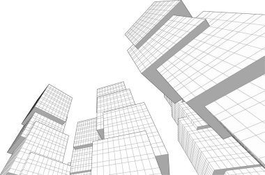 Mimari sanat konseptinde soyut çizgiler, minimum geometrik şekiller. 