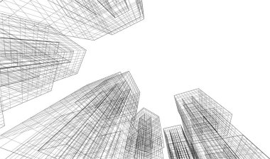 Mimari sanat konseptinde soyut çizgiler, minimum geometrik şekiller. 