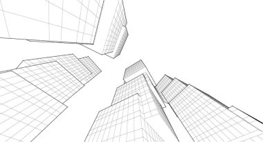 Mimari sanat konseptinde soyut çizgiler, minimum geometrik şekiller. 