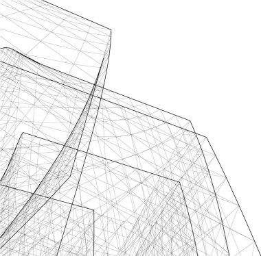 Mimari sanat konseptinde soyut çizgiler, minimum geometrik şekiller. 