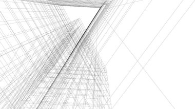 Mimari sanat konseptinde soyut çizgiler, minimum geometrik şekiller. 