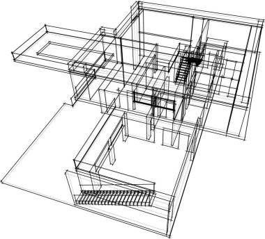 Mimari sanat konseptinde soyut çizgiler, minimum geometrik şekiller. 