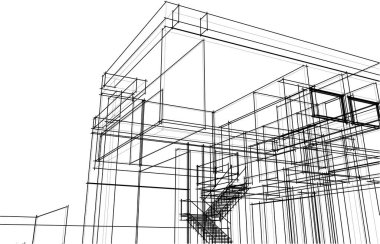 Mimari sanat konseptinde soyut çizgiler, minimum geometrik şekiller. 