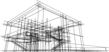 Mimari sanat konseptinde soyut çizgiler, minimum geometrik şekiller. 
