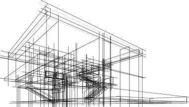 Mimari sanat konseptinde soyut çizgiler, minimum geometrik şekiller. 
