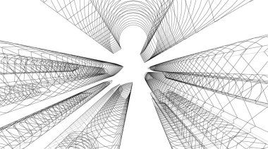 Mimari sanat konseptinde soyut çizgiler, minimum geometrik şekiller. 
