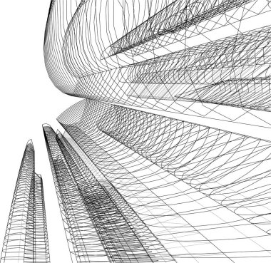 Mimari sanat konseptinde soyut çizgiler, minimum geometrik şekiller. 