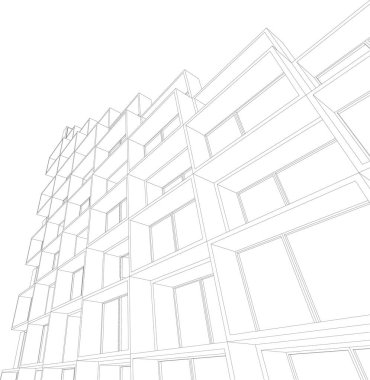 Mimari sanat konseptinde soyut çizgiler, minimum geometrik şekiller. 