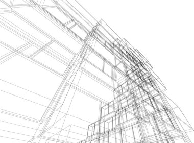 Mimari sanat konseptinde soyut çizgiler, minimum geometrik şekiller. 