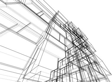 Mimari sanat konseptinde soyut çizgiler, minimum geometrik şekiller. 