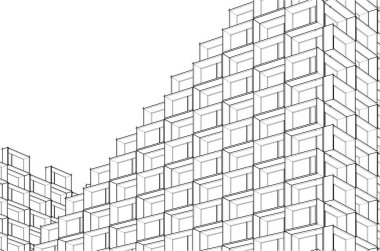 Mimari sanat konseptinde soyut çizgiler, minimum geometrik şekiller. 