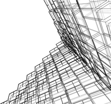 Mimari sanat konseptinde soyut çizgiler, minimum geometrik şekiller. 