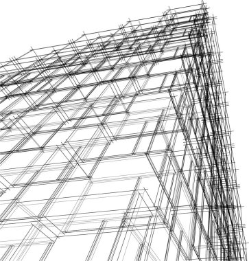 Mimari sanat konseptinde soyut çizgiler, minimum geometrik şekiller. 