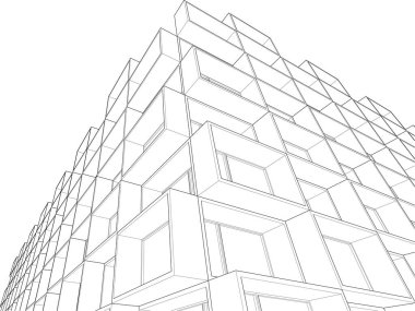 Mimari sanat konseptinde soyut çizgiler, minimum geometrik şekiller. 