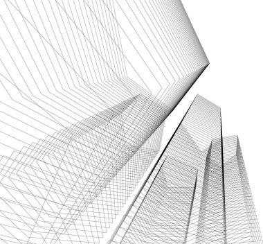 Mimari sanat konseptinde soyut çizgiler, minimum geometrik şekiller. 