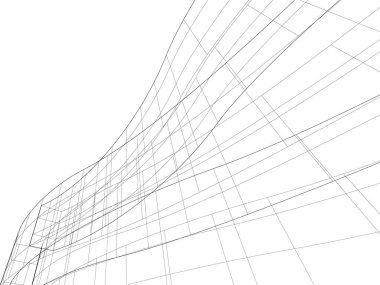 Mimari sanat konseptinde soyut çizgiler, minimum geometrik şekiller. 