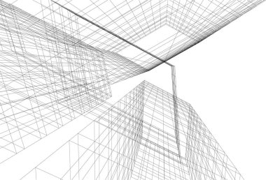 Mimari sanat konseptinde soyut çizgiler, minimum geometrik şekiller. 