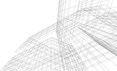 Mimari sanat konseptinde soyut çizgiler, minimum geometrik şekiller. 