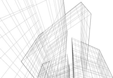 Mimari sanat konseptinde soyut çizgiler, minimum geometrik şekiller. 