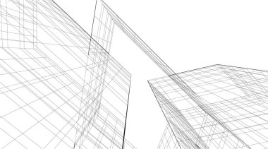 Mimari sanat konseptinde soyut çizgiler, minimum geometrik şekiller. 