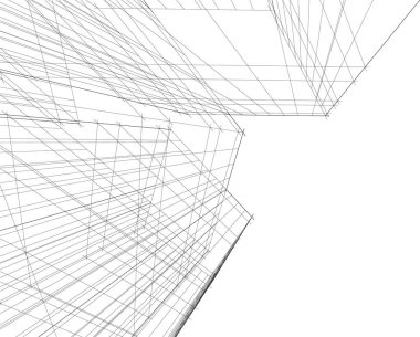 Mimari sanat konseptinde soyut çizgiler, minimum geometrik şekiller. 