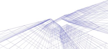 Mimari sanat konseptinde soyut çizgiler, minimum geometrik şekiller. 