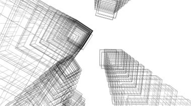 Mimari sanat konseptinde soyut çizgiler, minimum geometrik şekiller. 