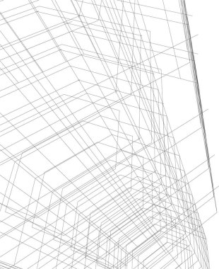 Mimari sanat konseptinde soyut çizgiler, minimum geometrik şekiller. 