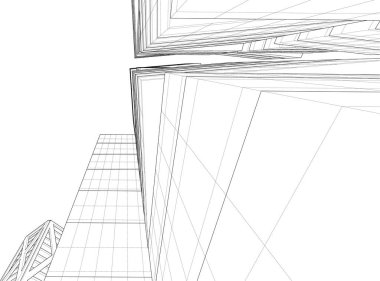 Mimari sanat konseptinde soyut çizgiler, minimum geometrik şekiller. 