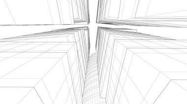 Mimari sanat konseptinde soyut çizgiler, minimum geometrik şekiller. 