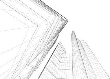 Mimari sanat konseptinde soyut çizgiler, minimum geometrik şekiller. 