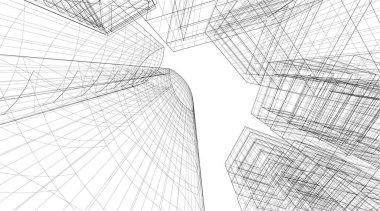 Mimari sanat konseptinde soyut çizgiler, minimum geometrik şekiller. 