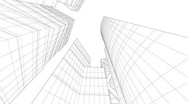 Mimari sanat konseptinde soyut çizgiler, minimum geometrik şekiller. 