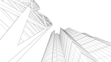 Mimari sanat konseptinde soyut çizgiler, minimum geometrik şekiller. 