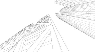 Mimari sanat konseptinde soyut çizgiler, minimum geometrik şekiller. 