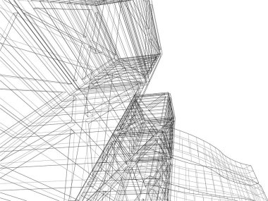 Mimari sanat konseptinde soyut çizgiler, minimum geometrik şekiller. 