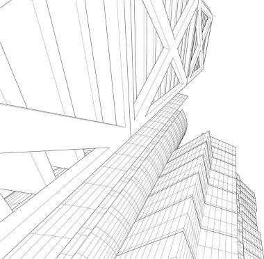 Mimari sanat konseptinde soyut çizgiler, minimum geometrik şekiller. 