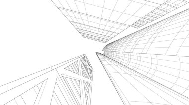 Mimari sanat konseptinde soyut çizgiler, minimum geometrik şekiller. 