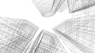 Mimari sanat konseptinde soyut çizgiler, minimum geometrik şekiller. 