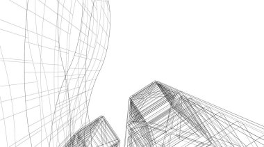 Mimari sanat konseptinde soyut çizgiler, minimum geometrik şekiller. 