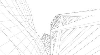 Mimari sanat konseptinde soyut çizgiler, minimum geometrik şekiller. 