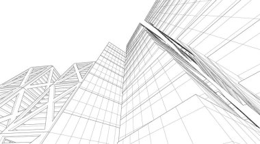 Mimari sanat konseptinde soyut çizgiler, minimum geometrik şekiller. 