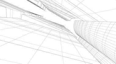 Mimari sanat konseptinde soyut çizgiler, minimum geometrik şekiller. 