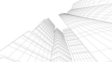 Mimari sanat konseptinde soyut çizgiler, minimum geometrik şekiller. 