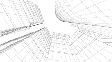 Mimari sanat konseptinde soyut çizgiler, minimum geometrik şekiller. 