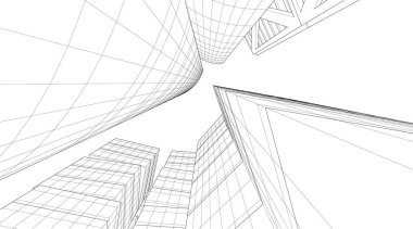 Mimari sanat konseptinde soyut çizgiler, minimum geometrik şekiller. 